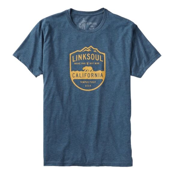 Linksoul The Grapevine Graphic Tee Heather Dark Blue Crewneck Short Sleeve Print - Picture 1 of 3